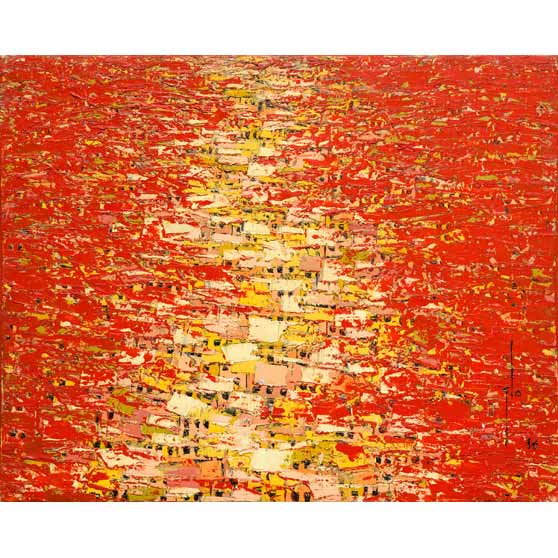 Ablade Glover, Red Townscape II, 2016 AG072