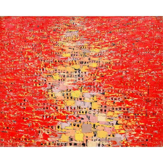 Ablade Glover, Red Townscape III, 2016 AG073