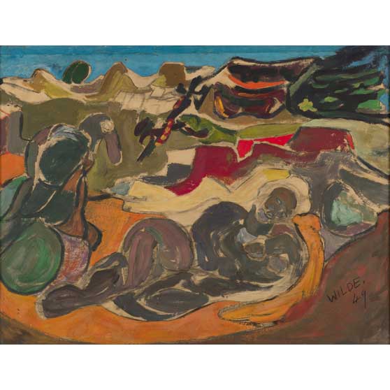 Gerald Wilde, Rocky Landscape 'Landscape with Bird and Old Man - Woman and Bird', 1949, GW105