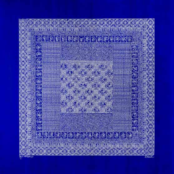 Rachid Koraïchi, Les ailes bleues des Anges (3) (The Blue of Angels' Wings), 2022 RK5059