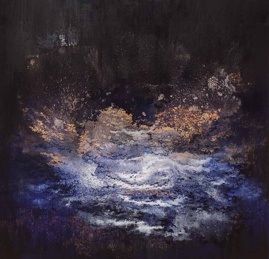 Govinda Sah 'Azad', Wondering in Dark, 2013. Acrylic on canvas, 100 x 100 cm. 