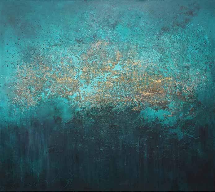 Govinda Sah 'Azad', Mountain to Margate, 2025. Tropical hardwood and tempera, Acrylic on canvas, 180 x 160 cm. 