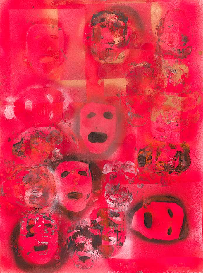 William S. Burroughs, Burn Unit, 1987.Paint on Arches paper. 76.2 x 58.4 cm. © Estate of William S. Burroughs.