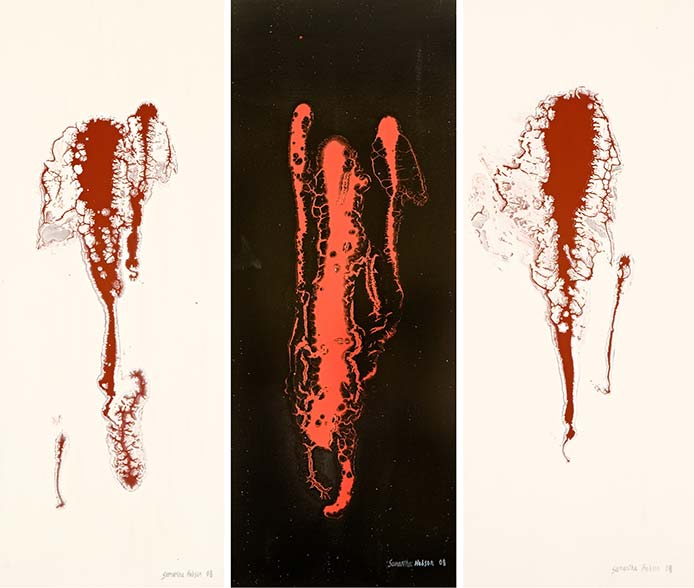 Samantha Hobson, Five old people (Triptych), 2008. Acrylic on canvas. 