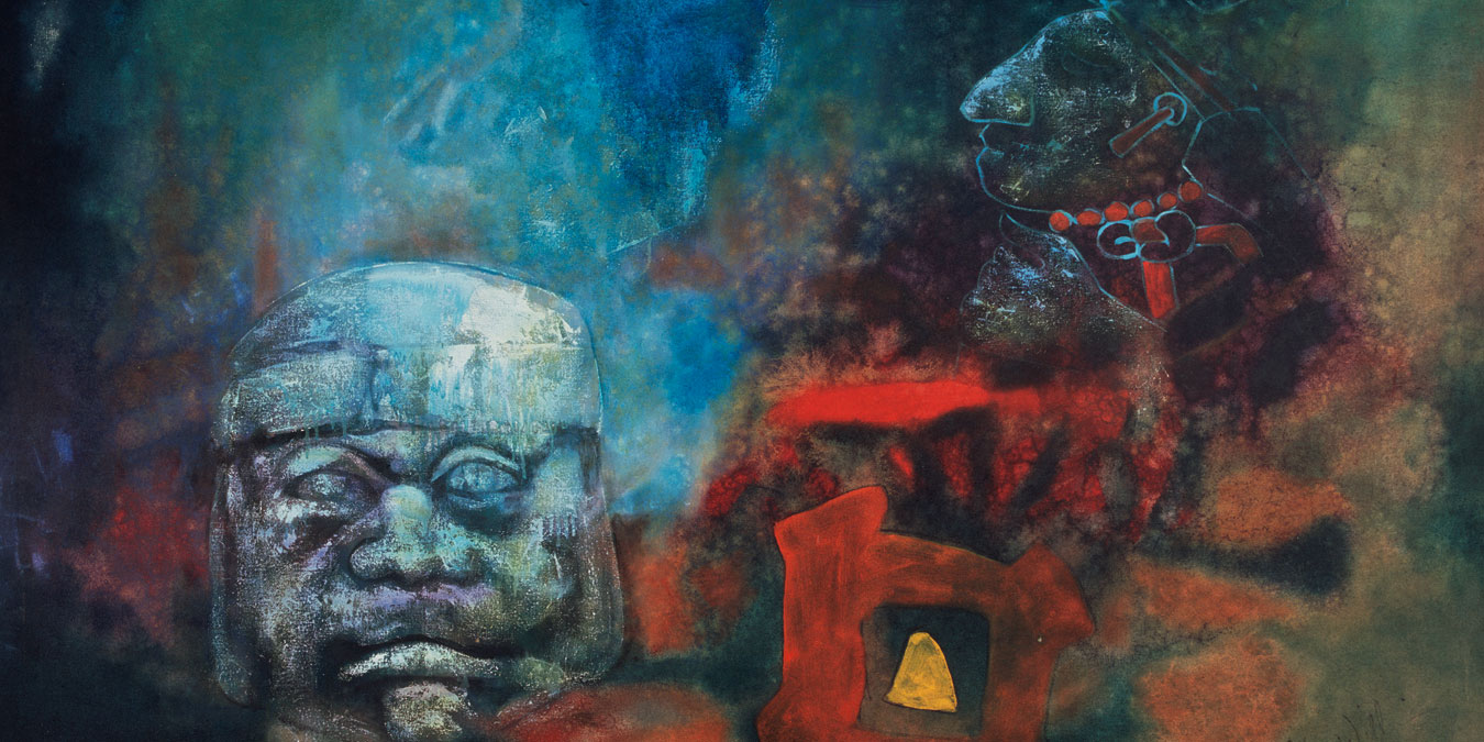 Aubrey Williams Night and the Olmec, 1983. Oil on canvas, 126 x 185 cm.
