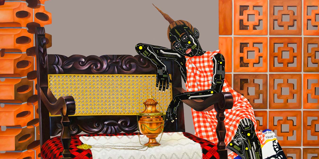 Eddy Kamuanga Ilunga, Mokangu 1901, 2021. Oil and acrylic on canvas, 200 x 200 cm.