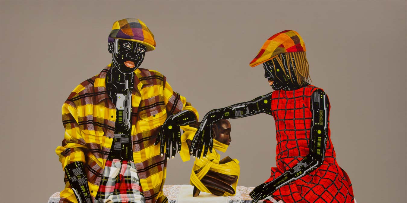 Eddy Kamuanga Ilunga, L'ombre du passé (detail), 2022. Acrylic and oil on canvas, 180.5 x 203.5 cm.