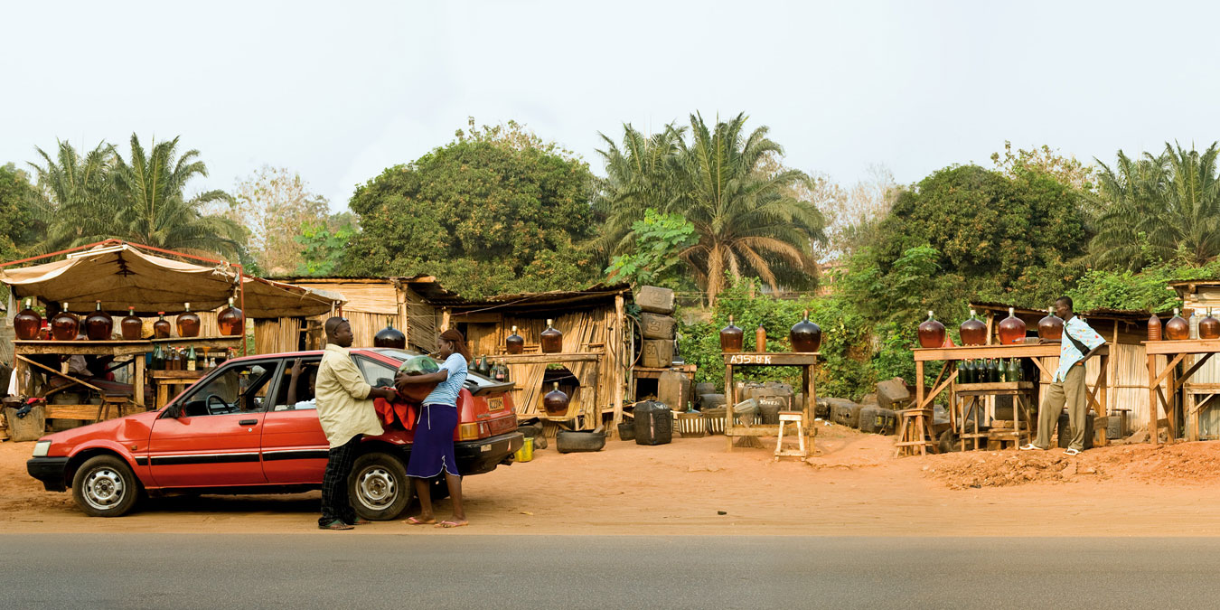 Romuald Hazoumè, Station d’essence d’Abomey Calvi (detail), 2006. Lambda C-type digital print mounted on Dibond, 75 x 486 cm (in 2 panels)