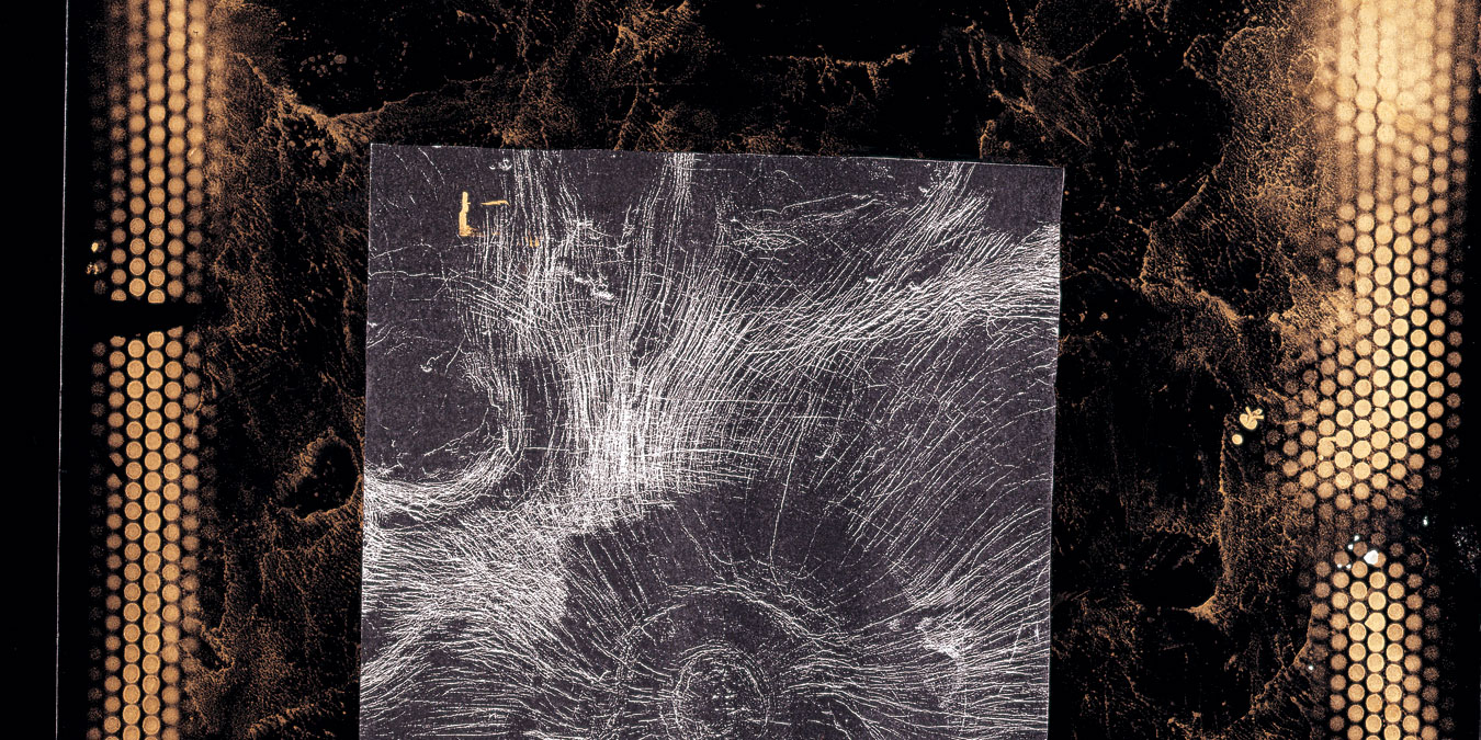 William S. Burroughs,Venus Rising like a Kansas Sunflower, ca. 1990. Spray paint and photocopy on Cadillac paper, 58.4 x 44.5 cm. Photo: Jon Blumb, courtesy of IMMA.