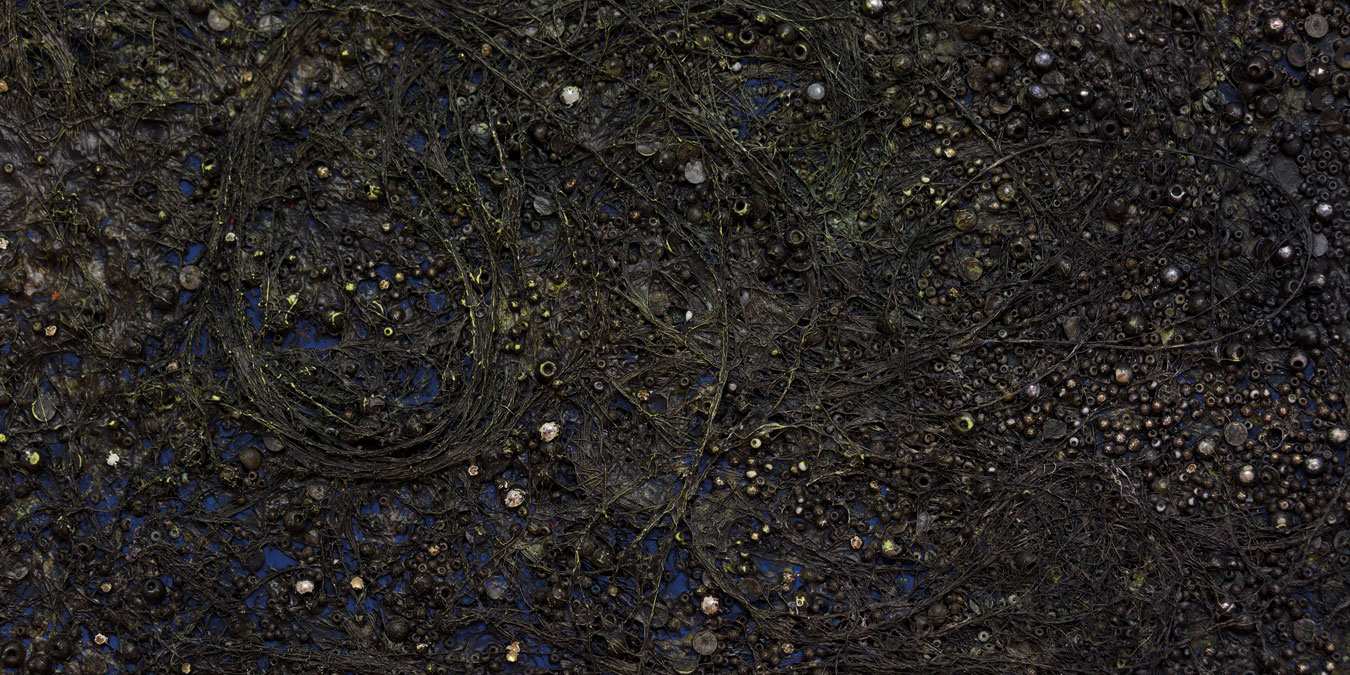 Govind Sah 'Azad', Night Sky (detail), 2016. Mixed media on canvas, 141 x 160 cm.