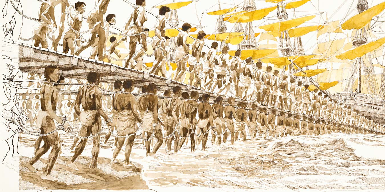 Julien Sinzogan, La Jetée (The Jetty), 2008 Coloured inks on paper, 76 x 108 cm.