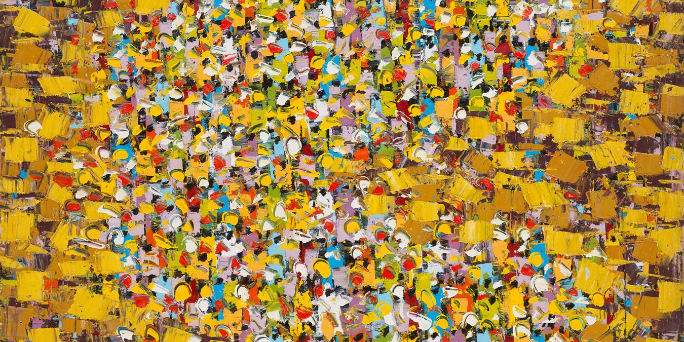 Ablade Glover, Market (detail), 2020.Oil on canvas, 152 x 152 cm.