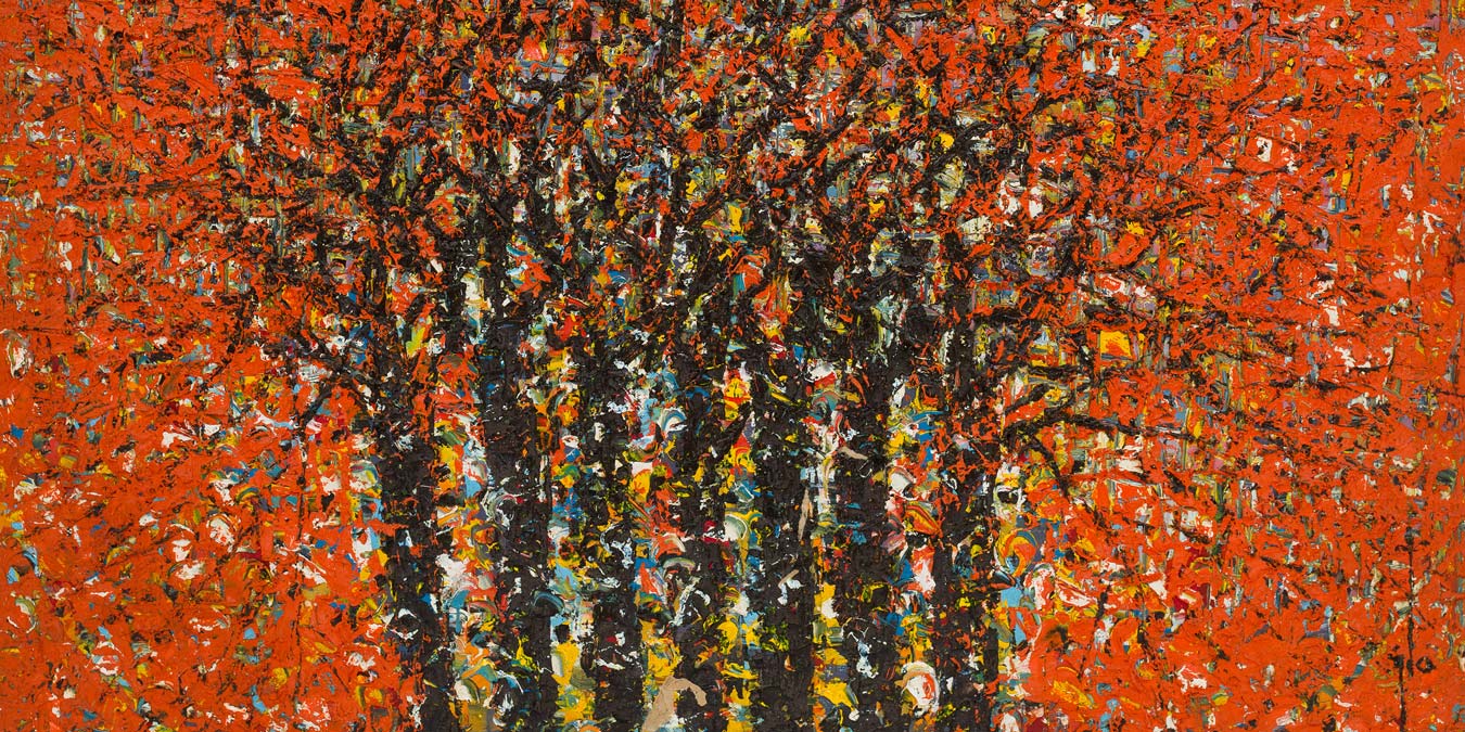 Ablade Glover, Red Forest (detail), 2018.Oil on canvas, 151 x 151 cm.