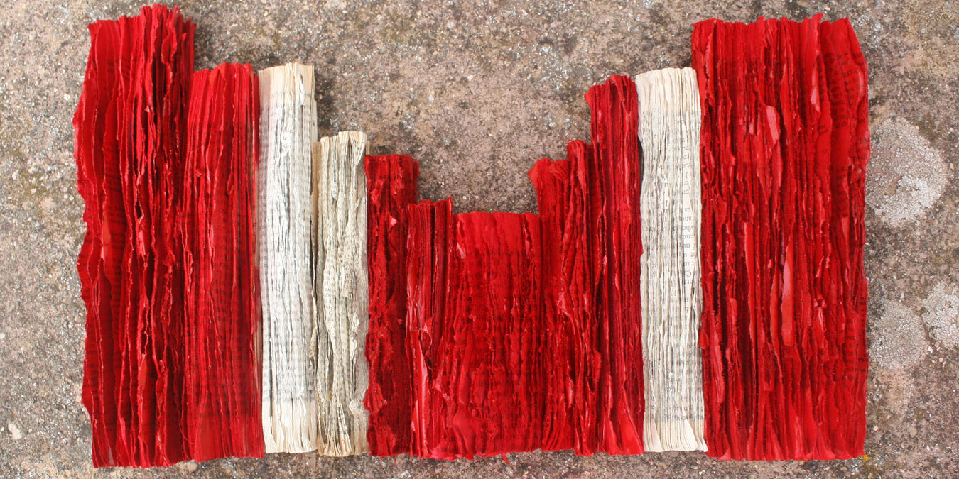 Jukhee Kwon, Abstract Book Landscape, 2013. Paper and acrylic paint, 20 x 50 cm.