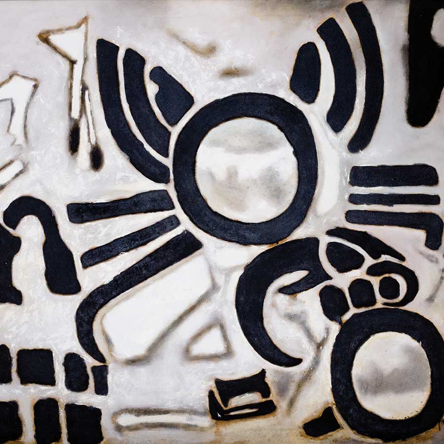 Aubrey Williams, Sun Hieroglyph (Olmec-Maya and Now) (detail), 1983. Oil on canvas, 120 x 178 cm.