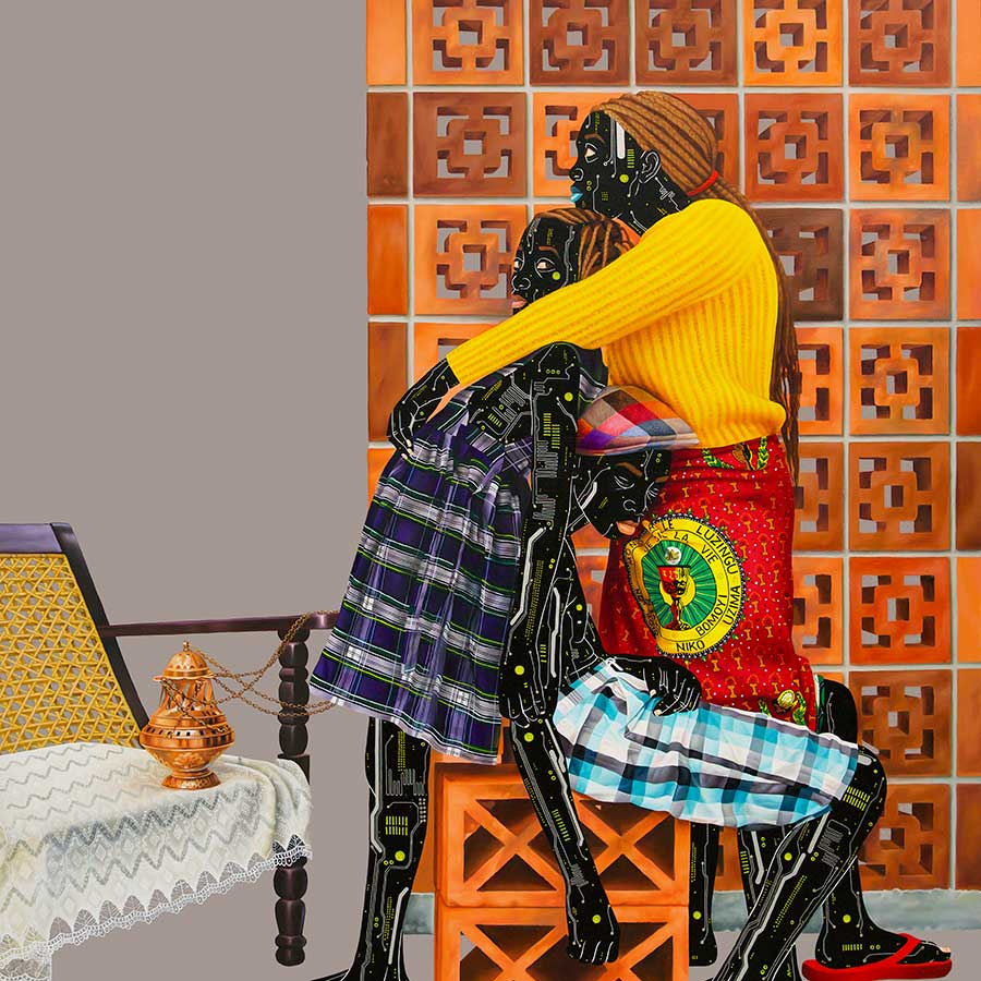 Eddy Kamuanga Ilunga, Profondeur d’identité 2 (Deeper into Identity 2),, 2021. Oil and acrylic on canvas, 170 x 150 cm.