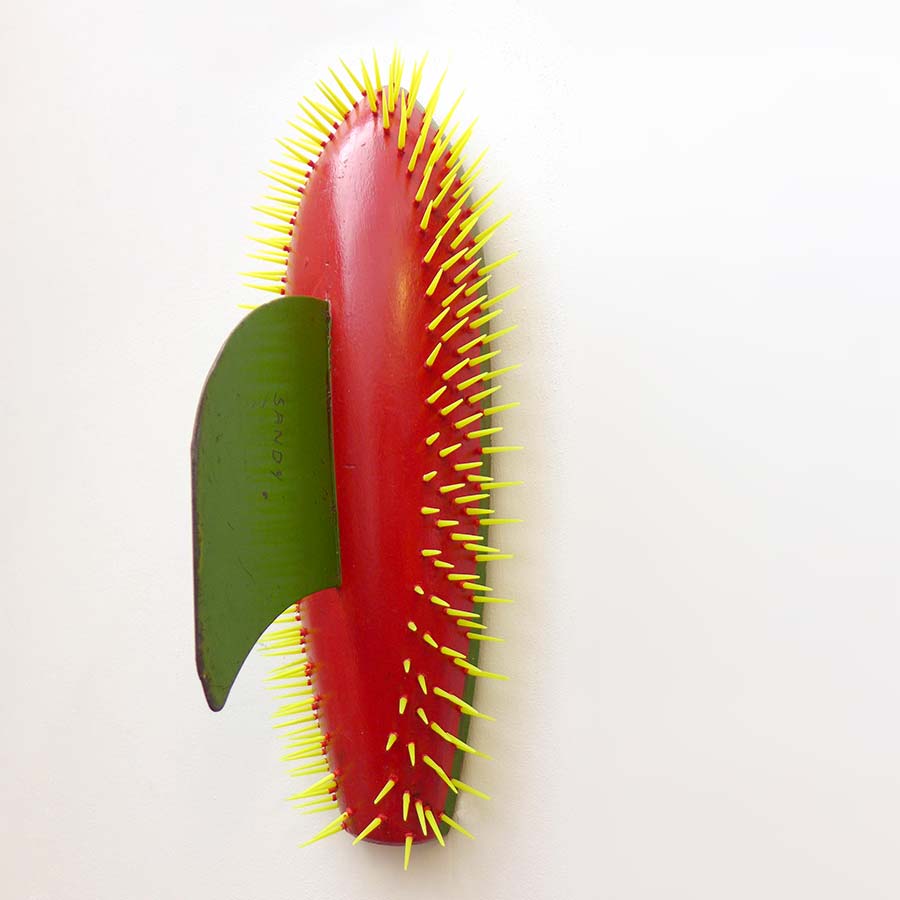 LR Vandy, Red and Yellow (detail), 2019. Wood, metal and plastic, 37 x 15 x 13 cm.