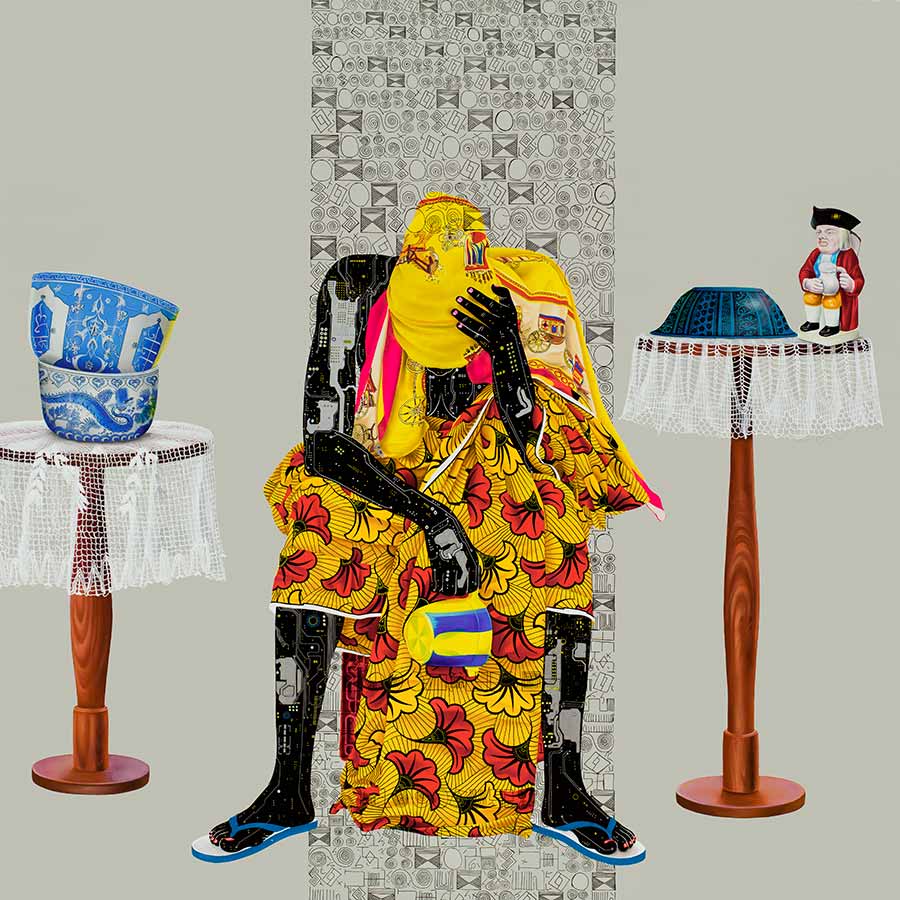 Eddy Kamuanga Ilunga, Fragile 1 (detail), 2018. Acrylic and oil on canvas, 180 x 207 cm.