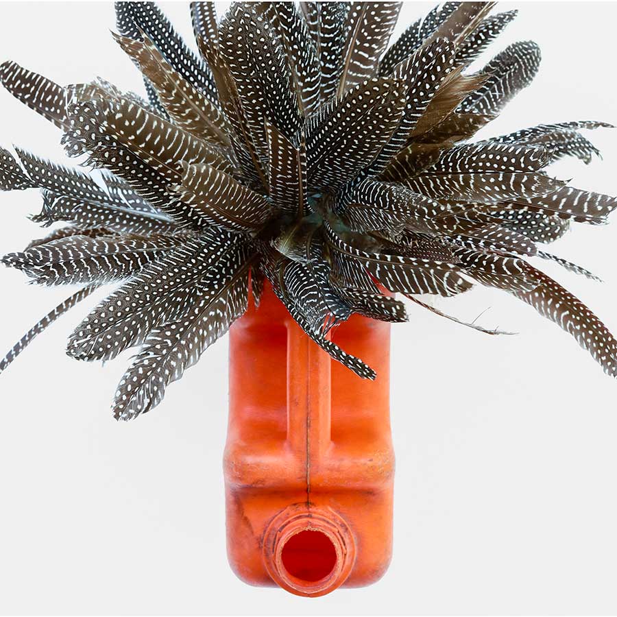 Romuald Hazoumè, Pintade, 2022. Found objects, 45 x 43 x 35 cm.