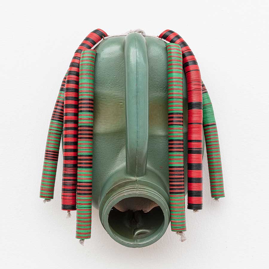 Romuald Hazoumè, Djé Bébé, 2022. Found objects, 30 x 30 x 15 cm.
