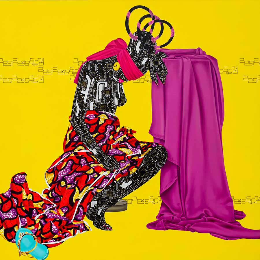 Eddy Kamuanga Ilunga, Lost (detail), 2015. Acrylic and oil on canvas, 180 x 180 cm.