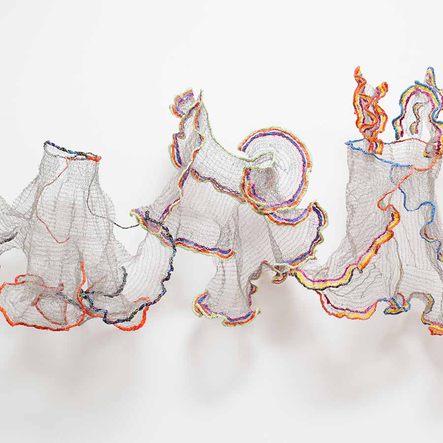Naomi Wanjiku Gakunga, Folklorico, 2010. Stainless steel wire and fabric, 91 x 261 x 66 cm.